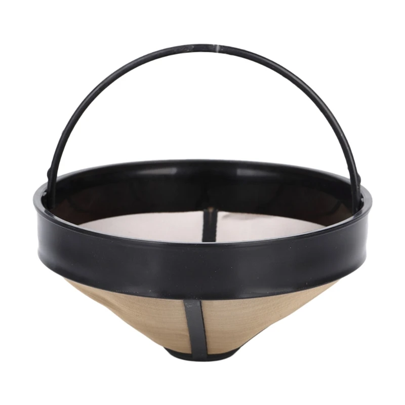 

Reusable Cone Style Coffee Filter Basket with Handle Stainless Steel Mesh Cafe Maker Replacement for machines and Brewers