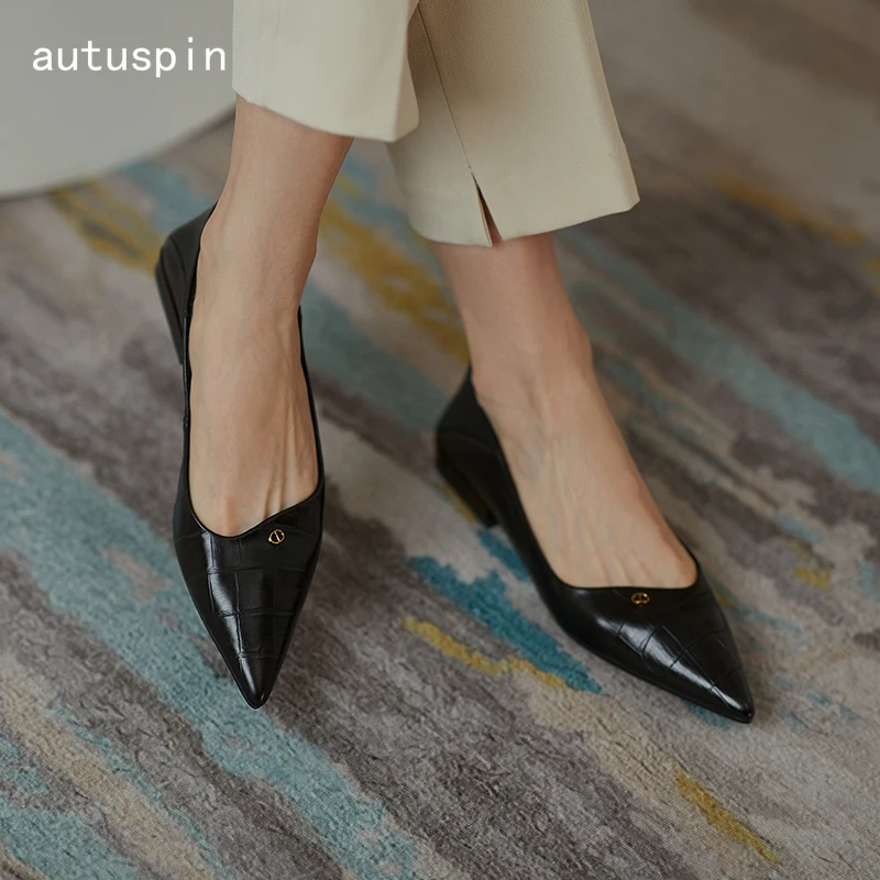 

Autuspin/женские туфли на плоской подошве с острым носком; Осень 2020; Повседневная женская обувь из натуральной кожи на плоской подошве; Модные р...