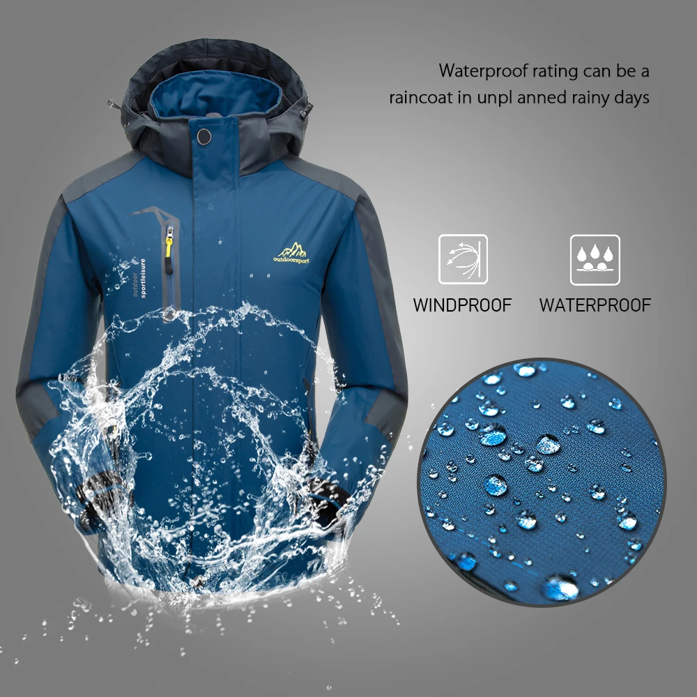 

Lixada Waterproof Jacket Windproof Raincoat Sportswear Outdoor Hiking Traveling Cycling Sports Detachable Hooded Coat for Men