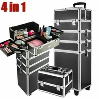 5 in 1 hairdressing makeup beauty case nail art box cosmetics trolley case with wheels