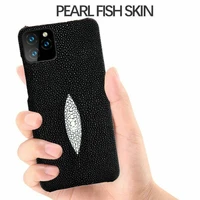 genuine real stingray leather case for iphone 13 pro max 12 11 luxry pearl fish skin cover
