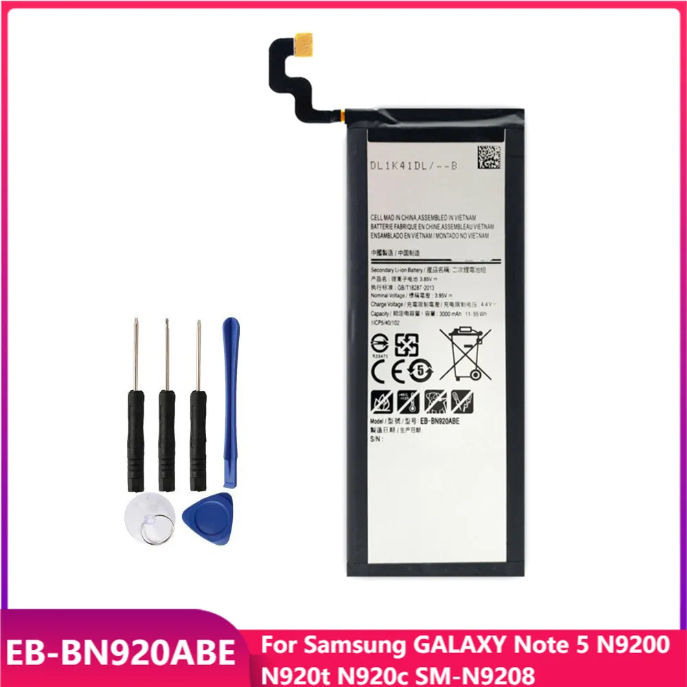 

Original Phone Battery EB-BN920ABE For Samsung GALAXY Note 5 N9200 N920t N920c Note5 SM-N9208 Replacement Batteries 3000mAh