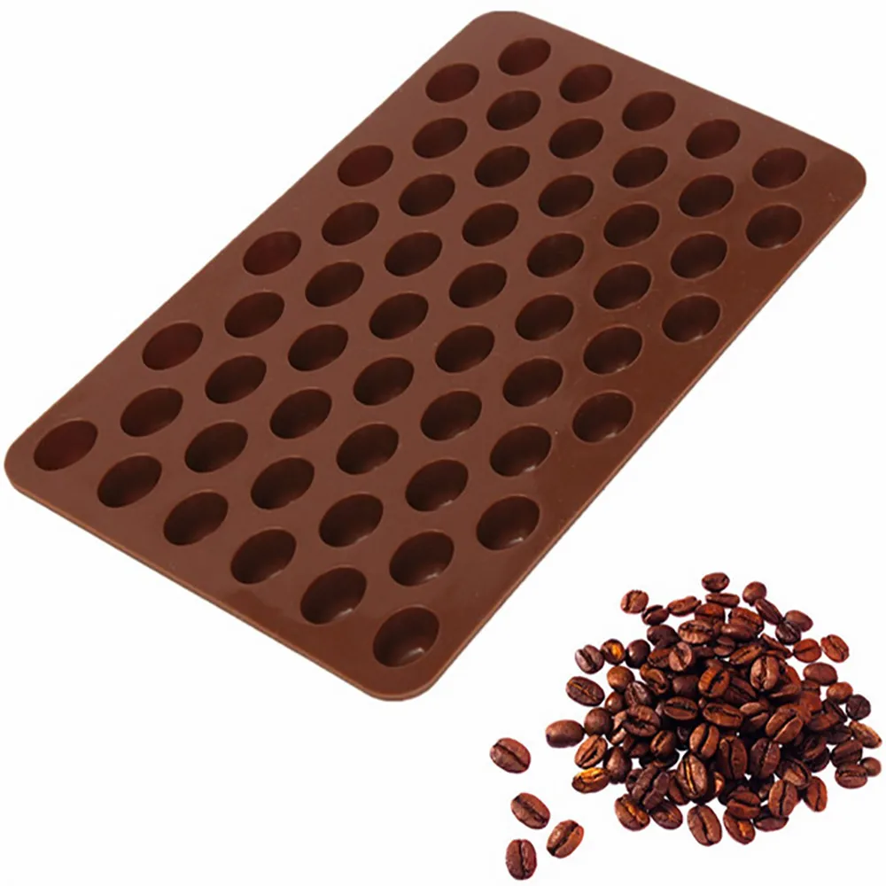 High Quality chocolate mold Silicone Chocolate Coffee Beans Mould Candy Cake Sweets 55 Cavity Sugar Baking Mat for | Дом и сад