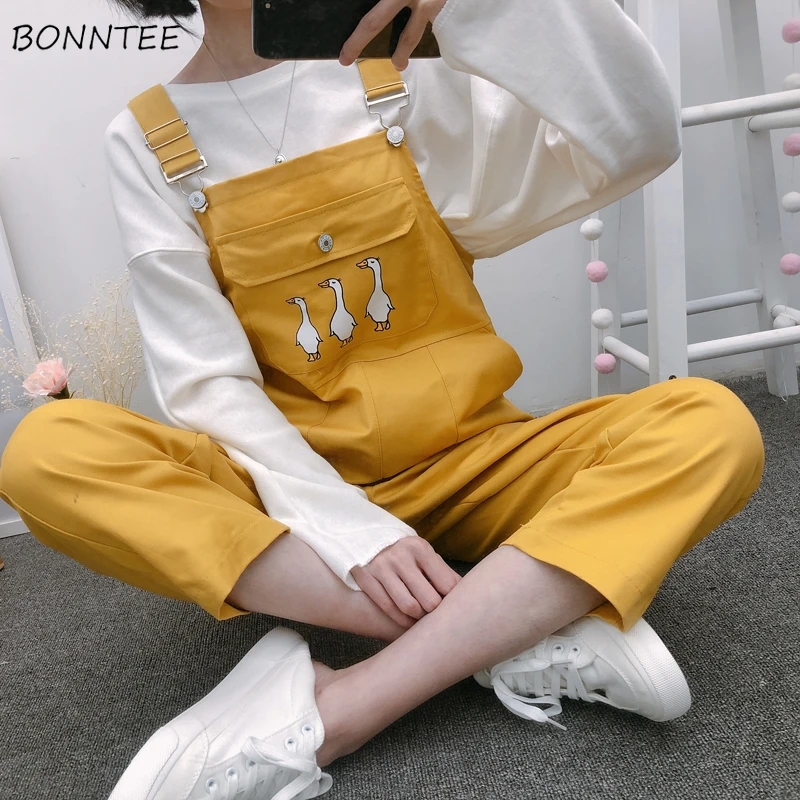 Комбинезоны женские шикарные на бретелях до щиколотки в стиле Харадзюку милые