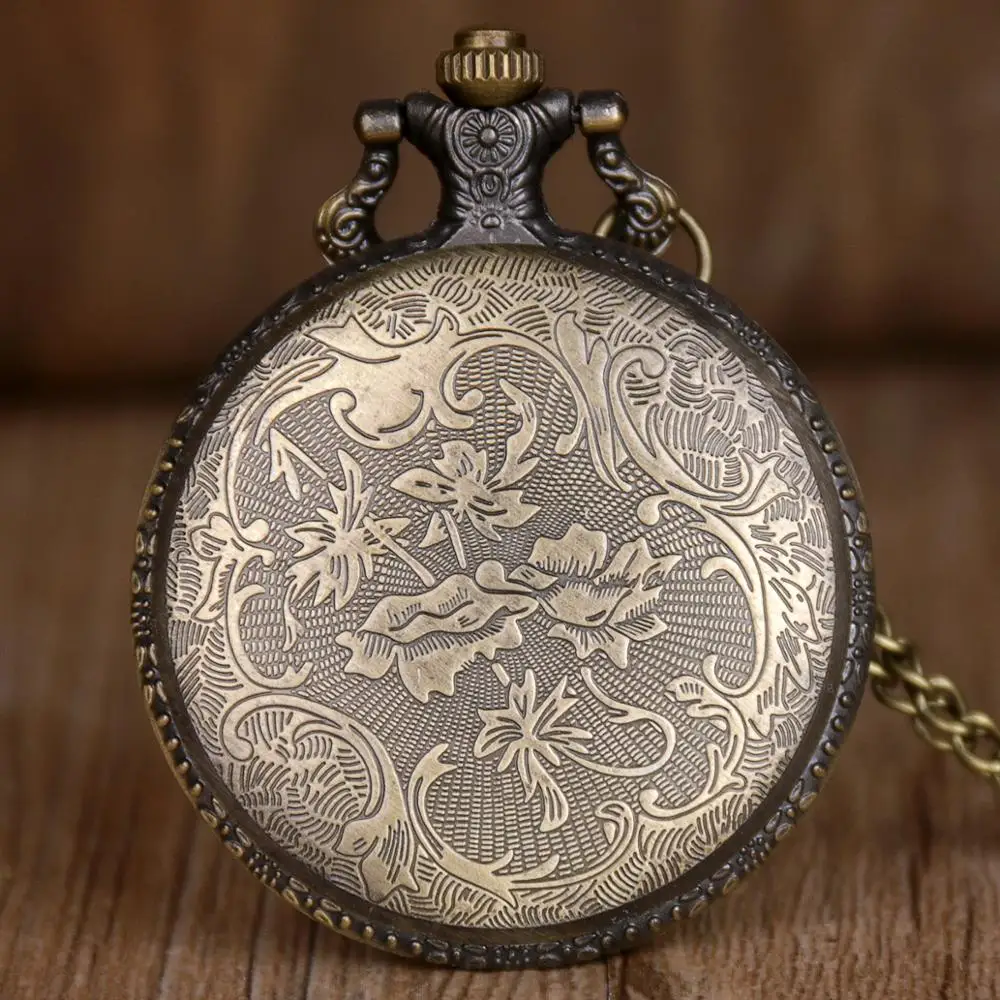 Классические винтажные кварцевые карманные часы с подвеской бронзовое ожерелье