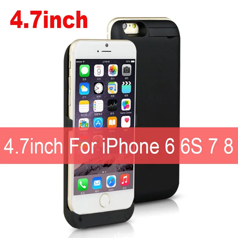 Black 4.7INCH 10000 мАч чехол для внешнего зарядного устройства для iPhone 6 6s 7 8 Plus с держателем для телефона для iPhone 6 6s 7 8 чехол для аккумулятора телефона - Цвет: Black 4.7INCH