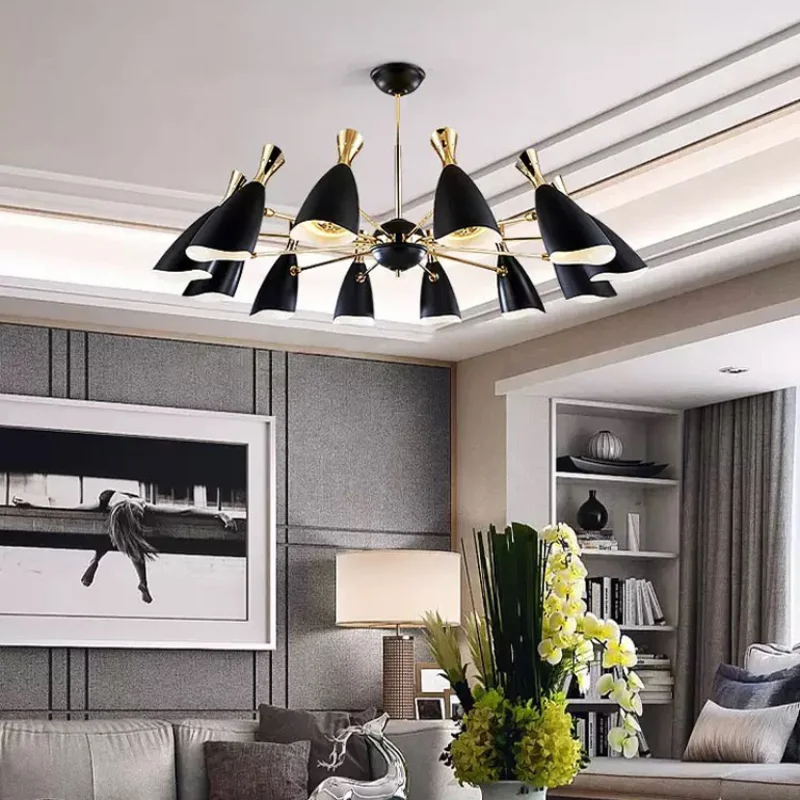 

Atmospheric Living Room Chandelier Modern Minimalist Wrought Iron Hall Creative Personality Dining Room Bedroom Stylish Lights