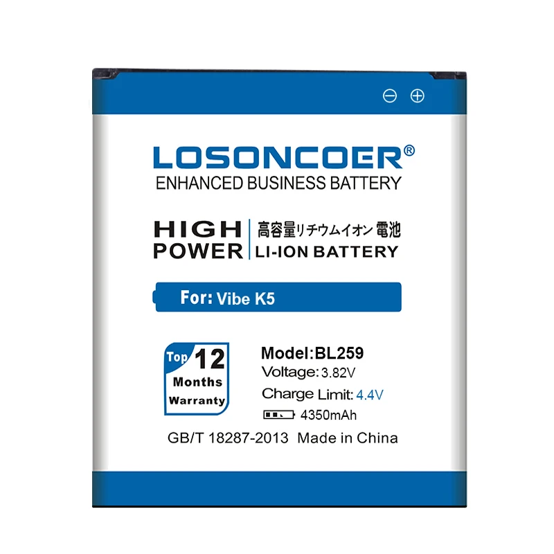 LOSONCOER 4350 мА/ч, BL259 Батарея для lenovo vibe k5 plus Батарея K32C30 K32C36 Lemon 3 3S vibe k5 A6020a40 A6020 A40 в 6020a40