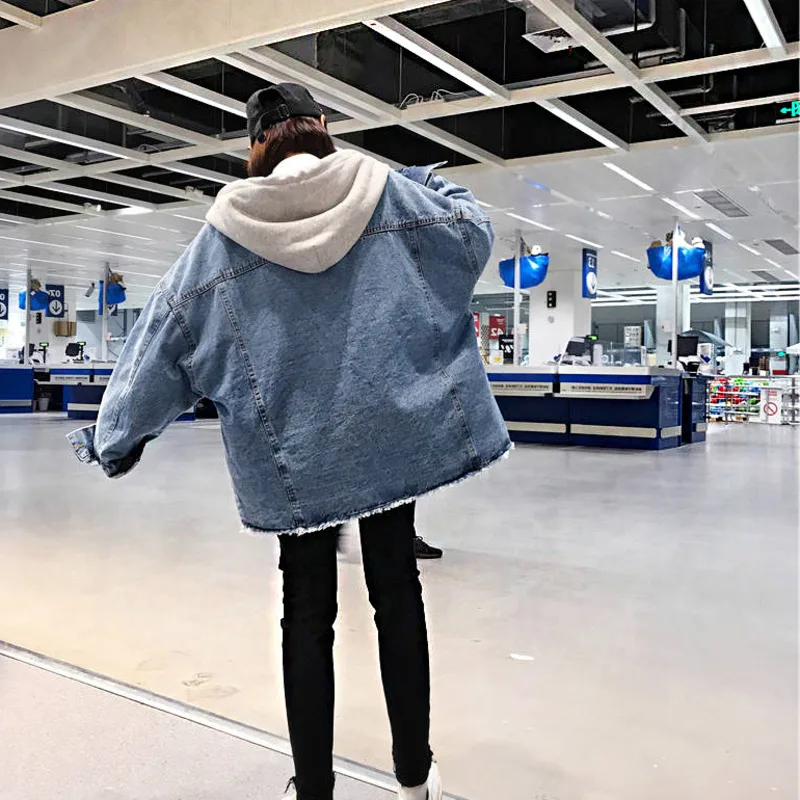 Куртка джинсовая женская в стиле Харадзюку винтажная Свободная верхняя одежда