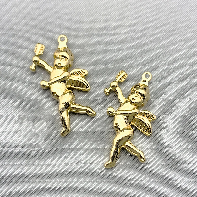 

Gold Color Zinc Alloy Cute Cupid Angel Charms 28*14mm Metal Love God Arrow Pendant Charm Wholesale For DIY Necklace Accessories