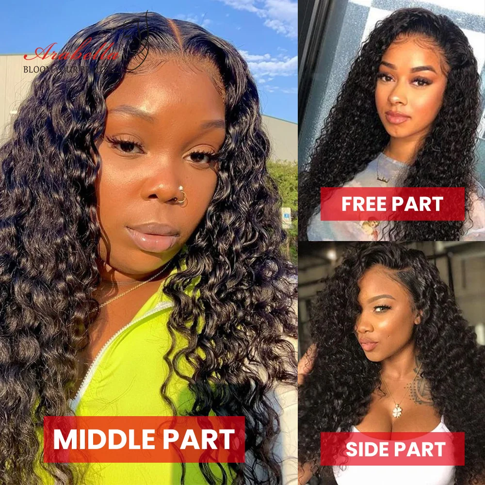 13x4 Lace Frontal Wig Brazilian Deep Wave With Baby Hair Pre Plucked Arabella Remy Front Human Wigs For Women | Шиньоны и парики