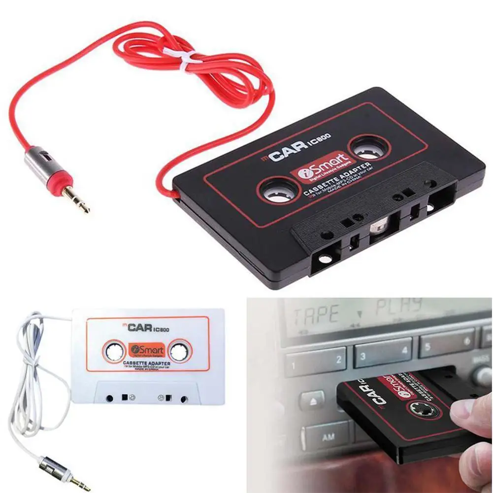 

White Color Car Cassette Tape Adapter MP3 CD Player Converter Audio For Mobile Auto Tape 3.5mm Phone AUX Jack Q0H5