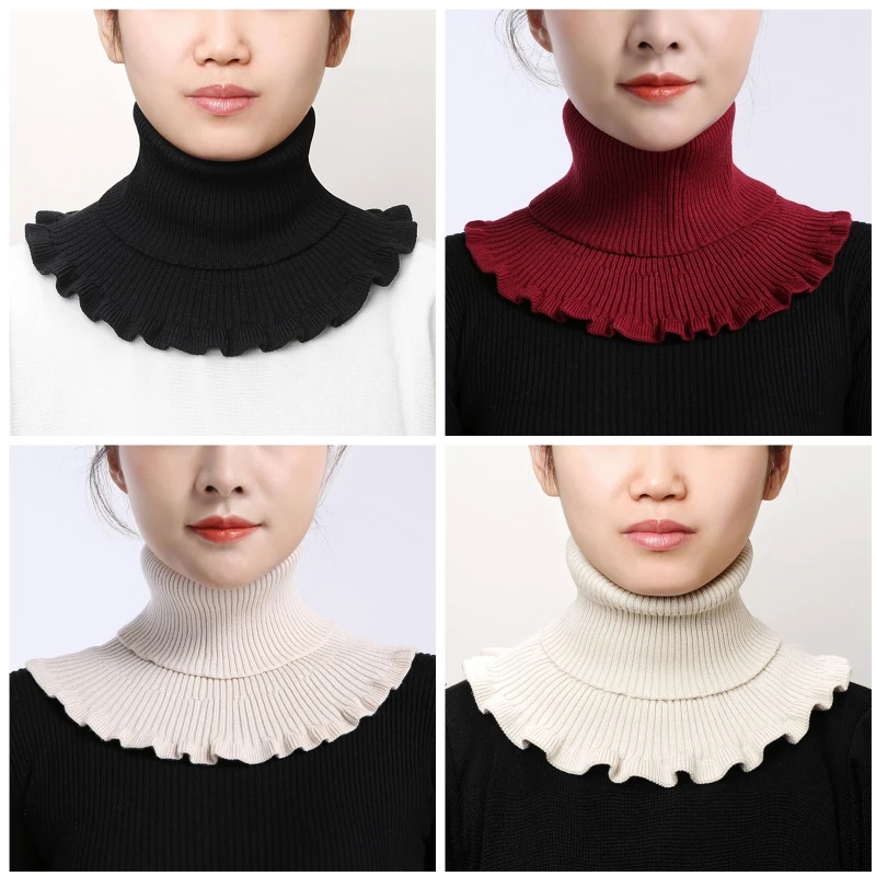 Женская водолазка в рубчик трикотажный накладной воротник зимний ветрозащитный