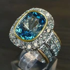 Женская обувь синего цвета с украшением в виде кристаллов тренд коктейльное кластера коктейльное кольца для свадьбы, помолвки вечерние элегантные ювелирные изделия подарок