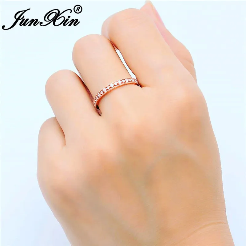 Кольца с белым золотом для женщин маленькие круглые тонкие кольца цирконом