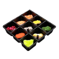 100sets disposable sushi containers cake plate with lid japanese style nine grid sushi box packaging take out box