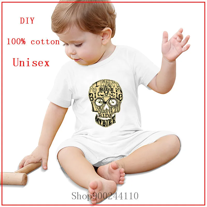 Детский комбинезончик велосипедов Череп Гонки Боди для младенцев рубашка малыша