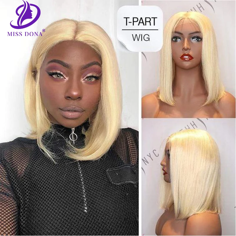 Miss Dona #613 Blonde 13x4 Lace Front Wigs Human Hair 150% Density Straight Human Hair Wigs T Part Frontal Lace Wig Color 613