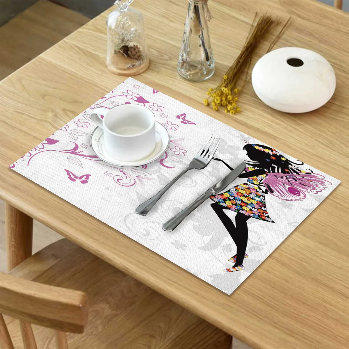 Flower And Girl Pattern Table Mat Kitchen Decoration Placemat Napkin For Wedding Dining Accessories | Дом и сад