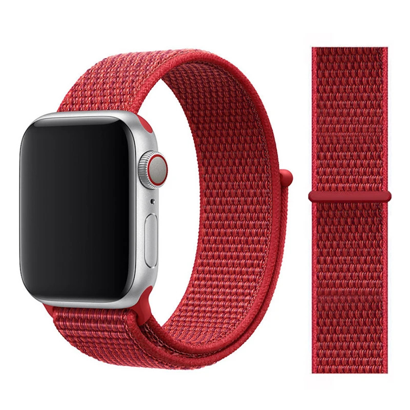 Нейлоновый ремешок для Apple watch 5 ремешок 44 мм 40 мм iWatch ремешок 42 мм 38 мм спортивный ремешок для часов Браслет Apple watch 4 3 2 1 38 40 44 мм - Цвет ремешка: Red