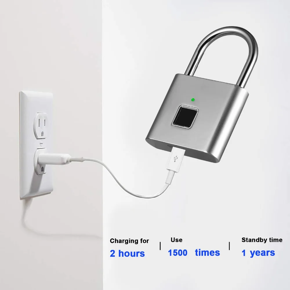ZWN H1 БЕСКЛЮЧЕВОЙ USB Перезаряжаемый отпечаток пальца умный замок Быстрый разблокировка дверной замок металлический саморазвивающийся чип из цинкового сплава