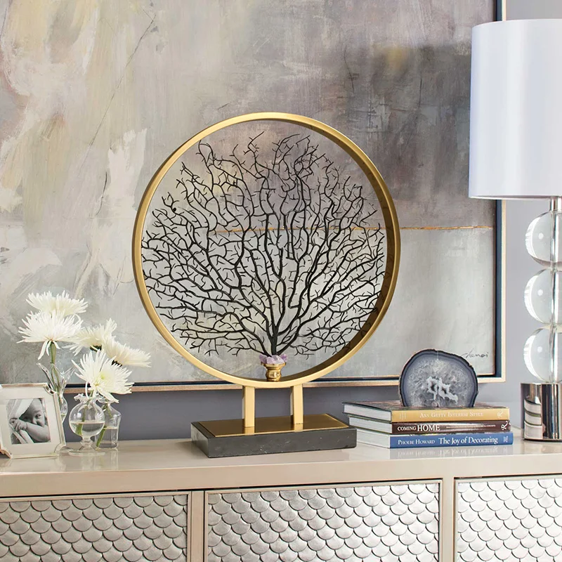 Скульптура кораллового дерева с фиолетовым кристаллом статуя для украшения дома