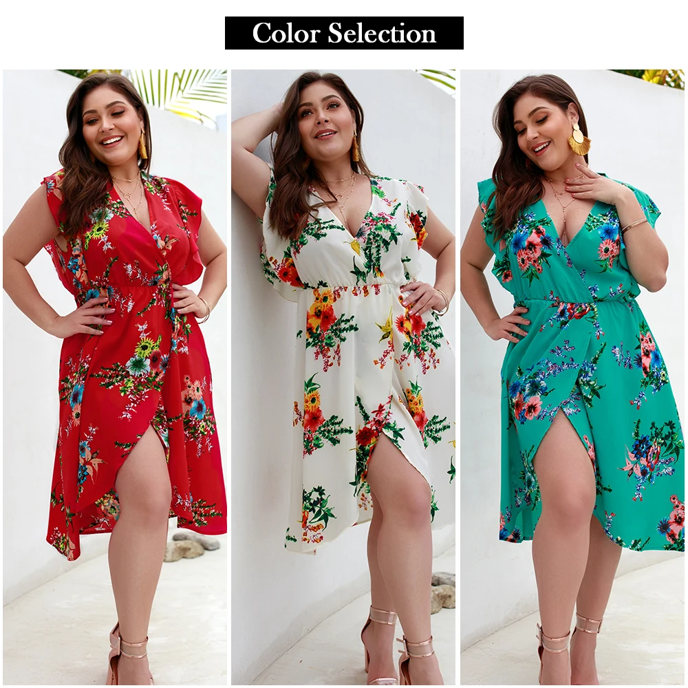2021 пикантные размера плюс женское платье летнее модное богемное Цветочный Принт