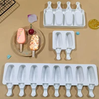 8 grid ice cream mold makers silicone diy homemade ice cube moulds reusable dessert molds tray with popsicle drop shipping