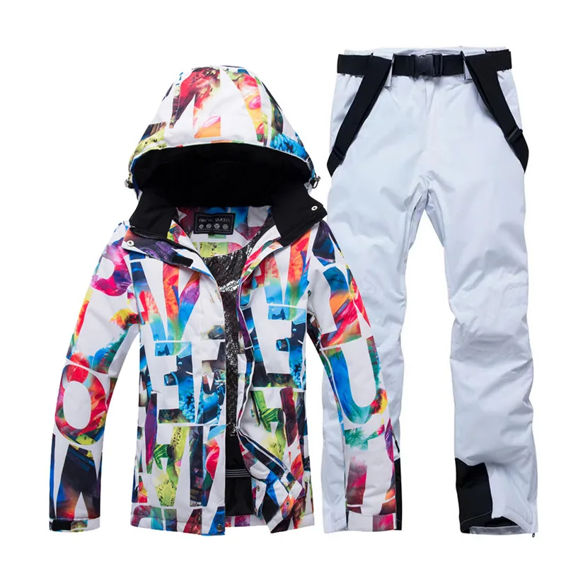 picture jacket pant Женский зимний костюм, комплект одежды, лыжные костюмы, водонепроницаемая ветрозащитная зимняя одежда для горного сноуборда, лыжные куртки+ зимние комбинезоны, штаны - Цвет: picture jacket pant