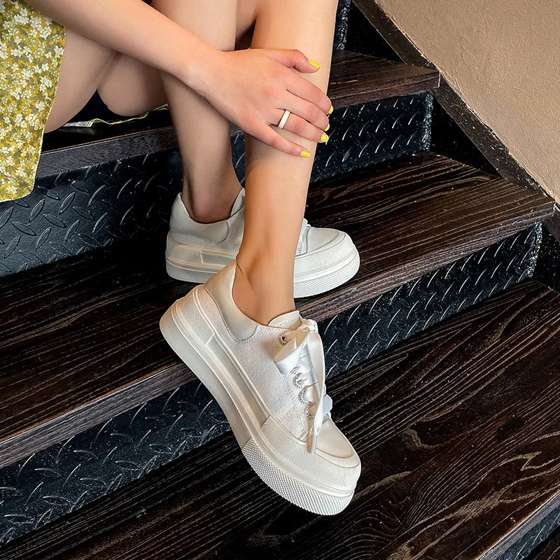 

FEDONAS Cross Tied Women Flat Shoes Autumn Platform Fashion Genuine Leather Shoes Woman Newest Running Office Lady Women Sneaker