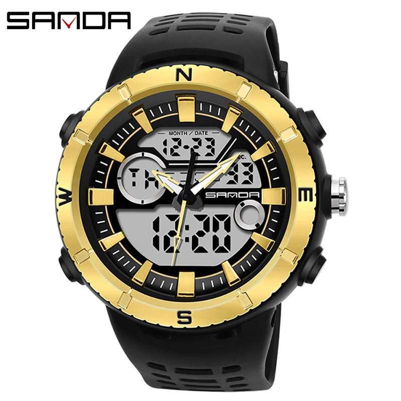 Часы наручные мужские с хронографом роскошные светодиодные цифровые