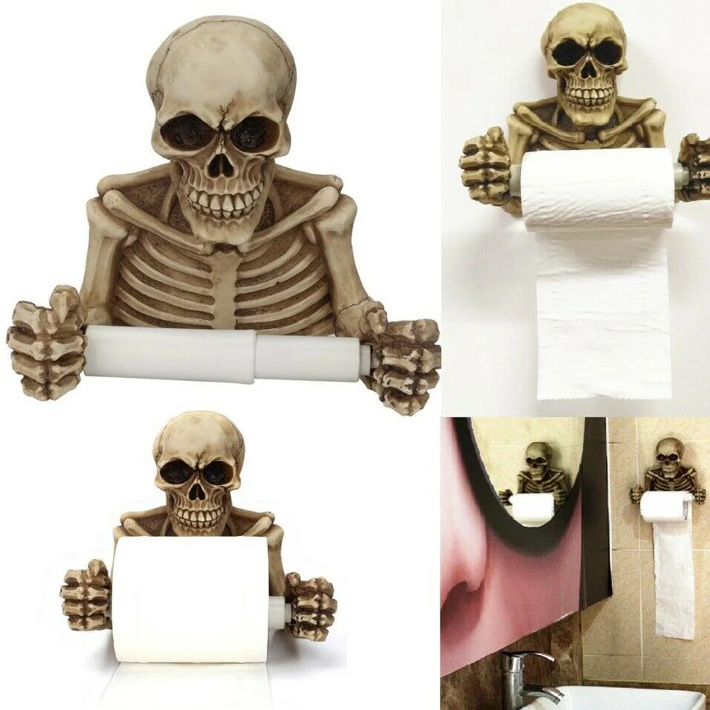 

Skull Toilet Paper Roll Holder Wall Mount Dry Towel Bathroom Home Decor G10