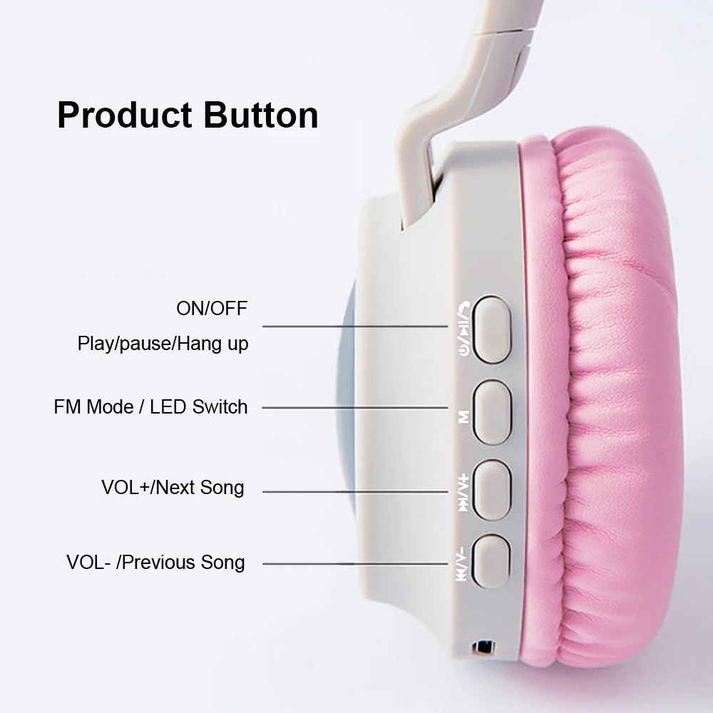 Светодиодный ные наушники с кошачьими ушками Bluetooth 5 0 шумоподавляющая гарнитура