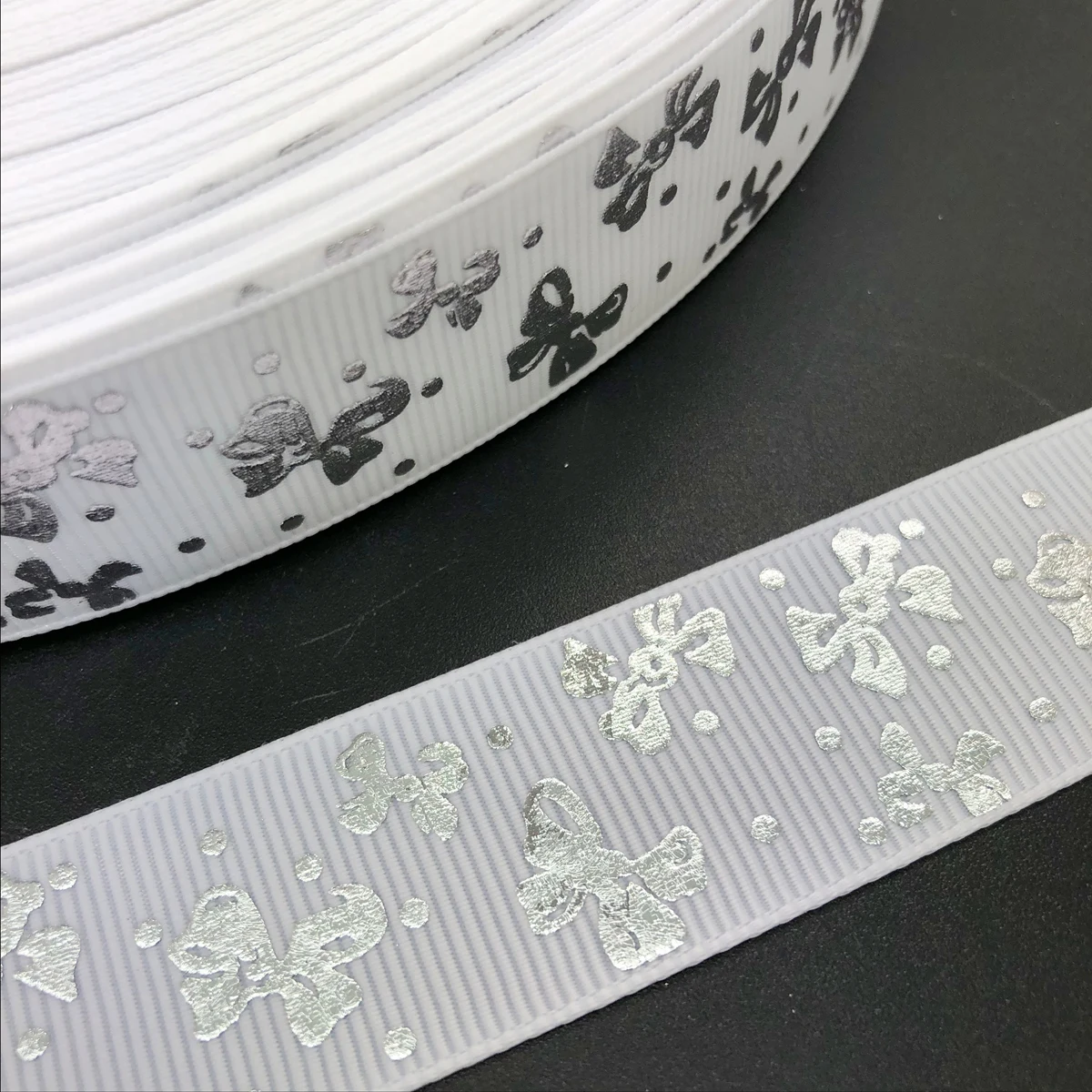 Новинка DIY 5 ярдов 25 мм Горячая Серебряная Бабочка узор корсажная лента бант для