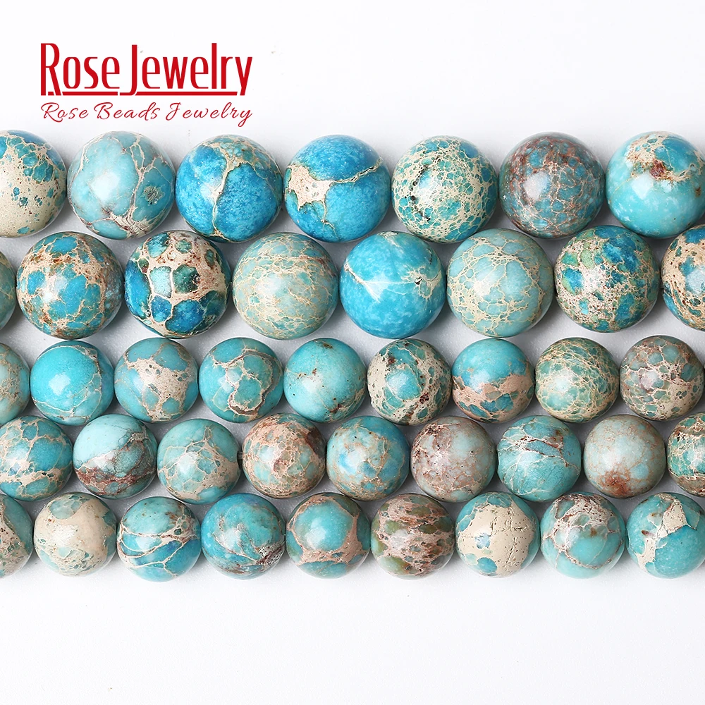 Круглые бусины из натурального камня в форме морского осадочного озера 15 дюймов 4