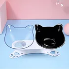 Нескользящие двойные миски для домашних кошек с поднятой подставкой, миски для еды и воды для домашних животных, зеркальные миски для питомцев