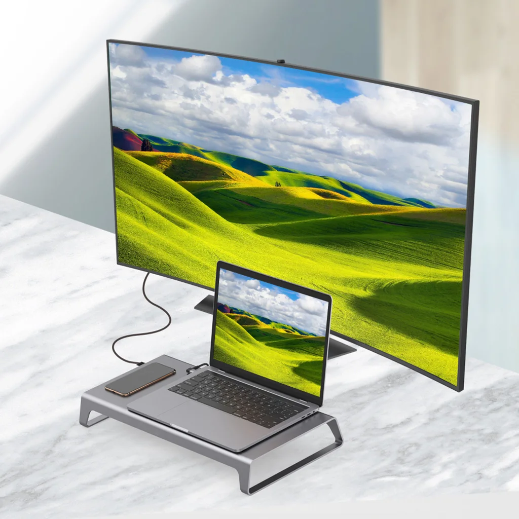 Type-C Multi-function Extension Dock Station Dock Base with USB 3.0 Data Transmission Dual USB Interface for PD Charging