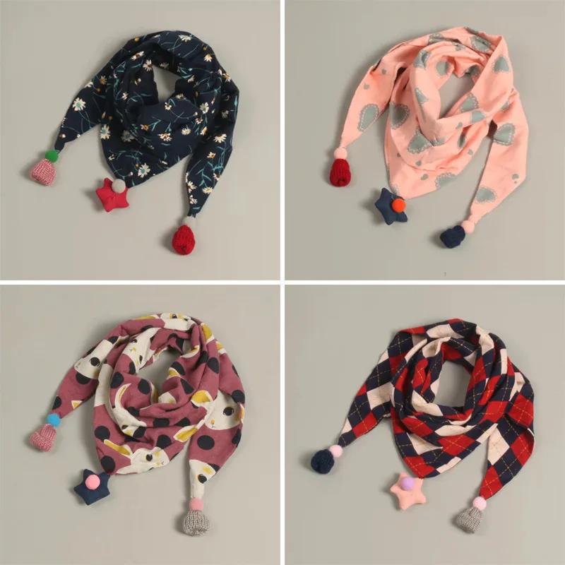 

33 Colour Children Triangle Scarf Fichu COTTON Boy Girl Scarf Double-deck Scarves Neckerchief Outdoor Keep Warm Scarf 103-33cm