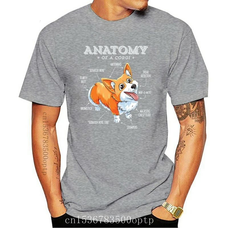 

New 2021 Fashion Anatomy Of A Corgi T-Shirt Funny Corgis Dog Puppy Shirt Tees