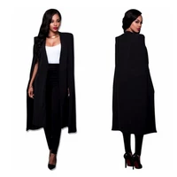 s 2xl long blazer women jacket cloak suits plus size wind coat poncho trench shawl wrap manteau cape outerwear windbreaker slit