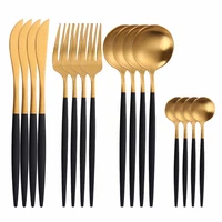 matte tableware spoon fork knife cutlery set stainless steel dinnerware set black and gold dinner set home eco friendly flatware
