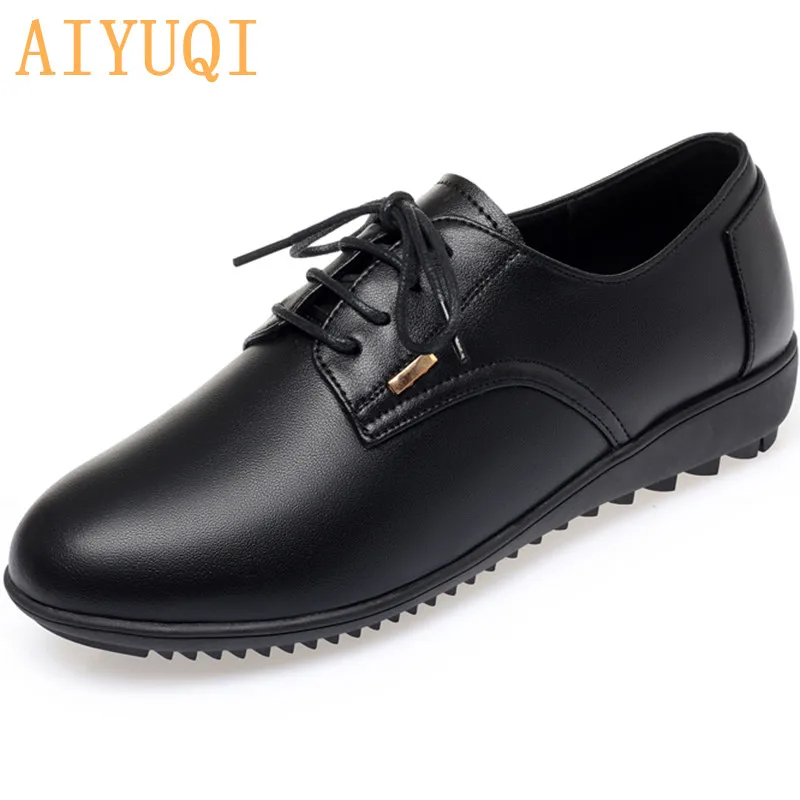 

AIYUQI/Весенняя женская обувь; Новинка; Повседневные женские лоферы на шнуровке; Женская обувь из натуральной кожи; Большие размеры