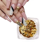 1 коробка золотых блестящих хлопьев, нестандартные Блестки из алюминиевой фольги для ногтей, хромированная пудра, зимние маникюры, украшения для творчества и дизайна ногтей