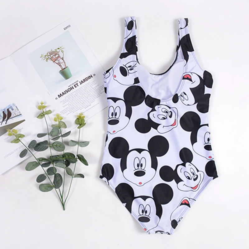 Сексуальный купальник Disney с принтом Микки и Минни Маус слитный для девочек со