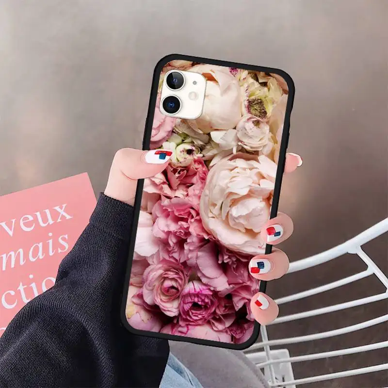 

Rose Peony beautiful cart Flower luxury Phone Case funda for iPhone 11 12 pro XS MAX 8 7 6 6S Plus X 5S SE 2020 XR