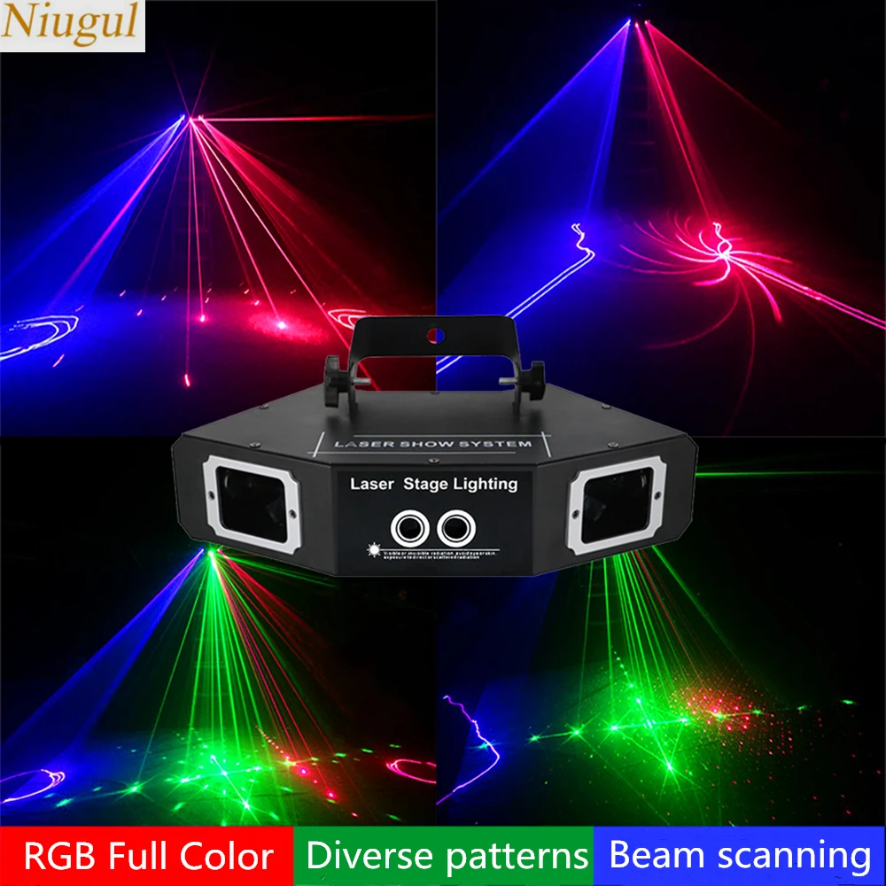 

Double Heads Double Lens RGB Scan Laser image Lines Beam Scanner DMX DJ Xmas Home Party Disco Effect Lighting Laser System Show