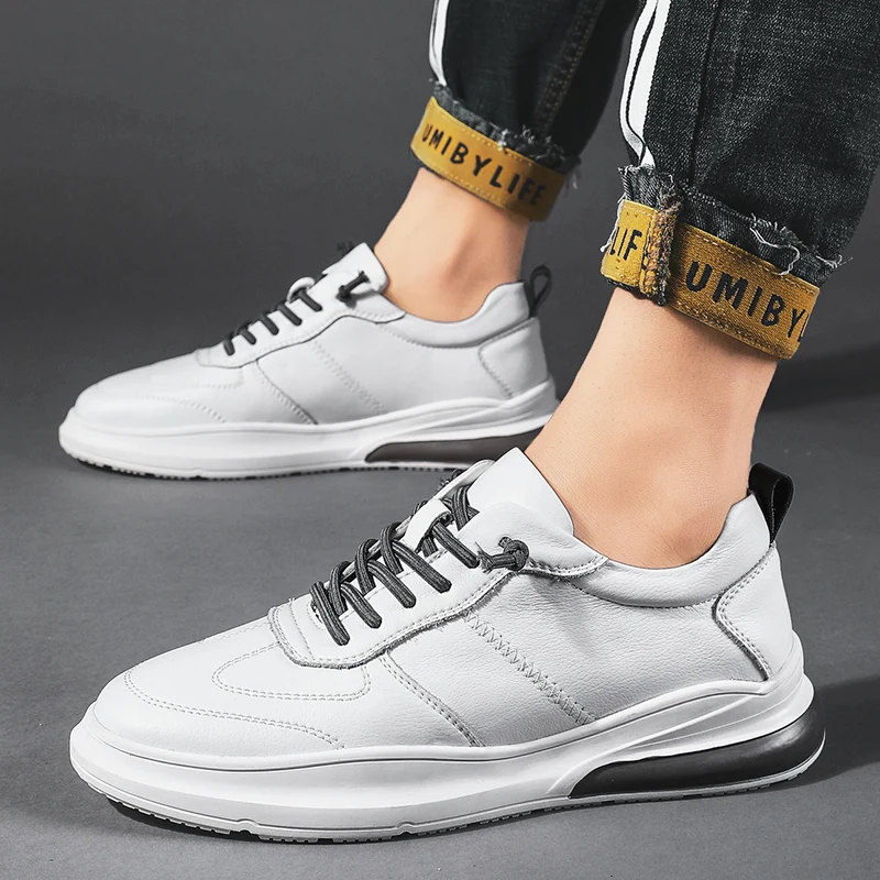 Модные кроссовки Мужская повседневная обувь Летняя из натуральной коровьей кожи