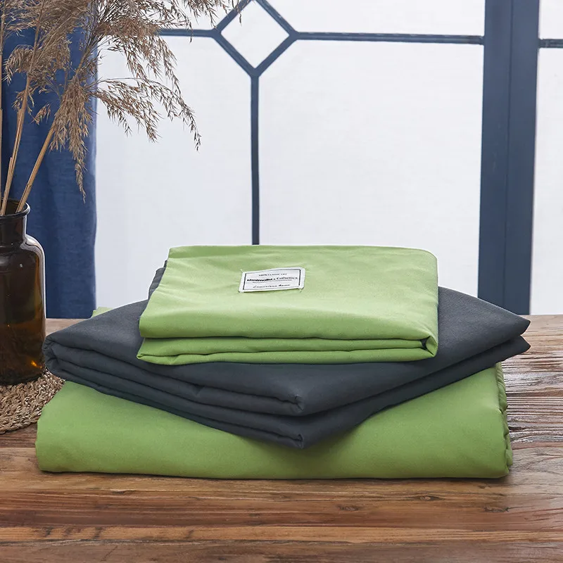 

SlowDream Green Duvet Cover Gray Flat Sheet Fitted Sheet Mattress Cover Elastic Band Home Bedding Set Bedspread Bed Linen Set