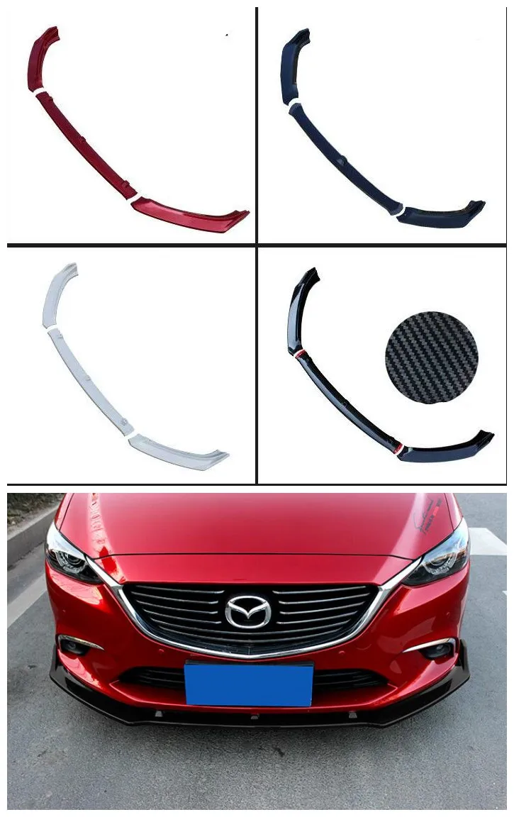 

3Pcs/1set ABS paint Car Bumper Front Lip Protector Cover Fits For MAZDA 6 ATENZA M6 2014 2015 2016 2017 2018 2019 years