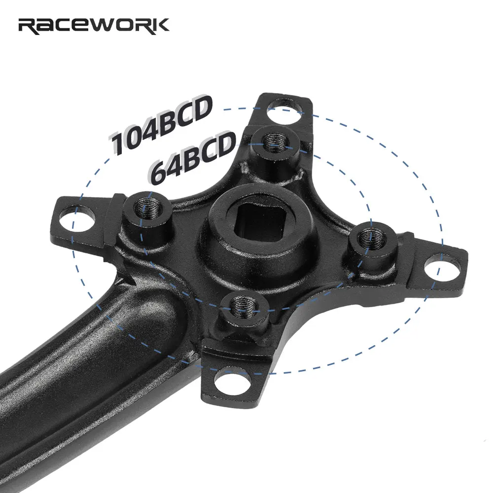 Звездочка велосипедная RACEWORK 104BCD для горного велосипеда квадратное отверстие 170